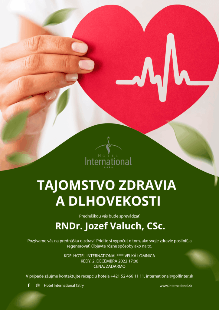 Plagát na prednášku tajomstvo zdravia a dlhovekosti